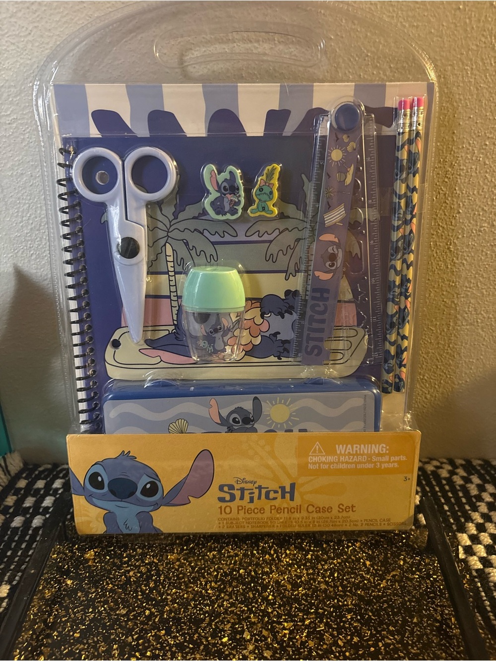 Disney Stitch 10-Piece Pencil Case Set - Blue & Purple